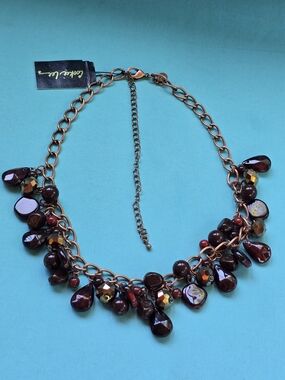 🦩 Cookie Lee Garnet & Copper Charm Necklace